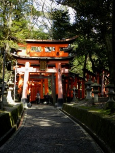 Fushimi Inari Taisha Shrine Lanterns leading up to torii pathway